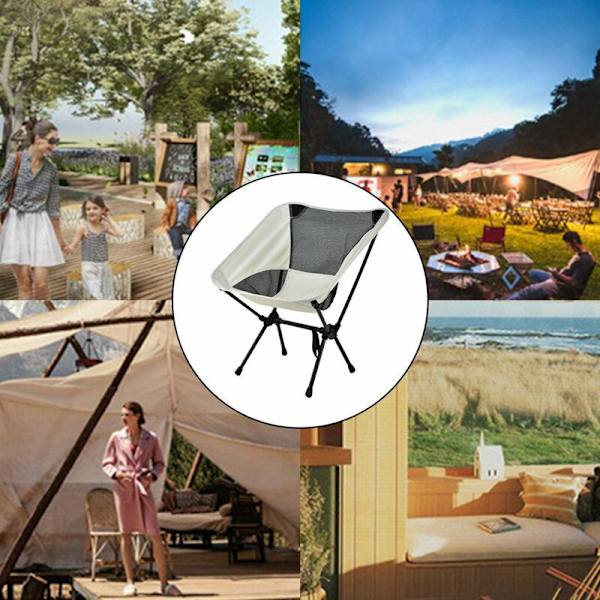 Utomhus bärbar hopfällbar stol hopfällbar campingpall kompakt bärbar sitsstolar med bärväska för utomhusvandring, promenader, resor, svart KLB