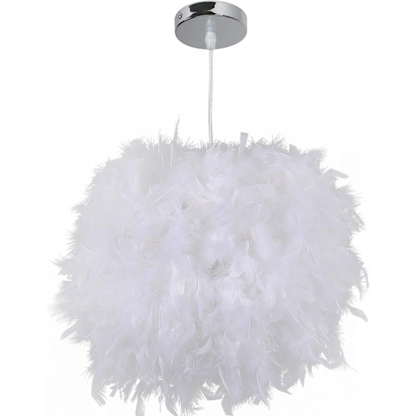 Krona Ljuskrona Hängande lampa i vit fjäderdesign sfärform E27 40W för sovrumsdekoration Barn,s present
