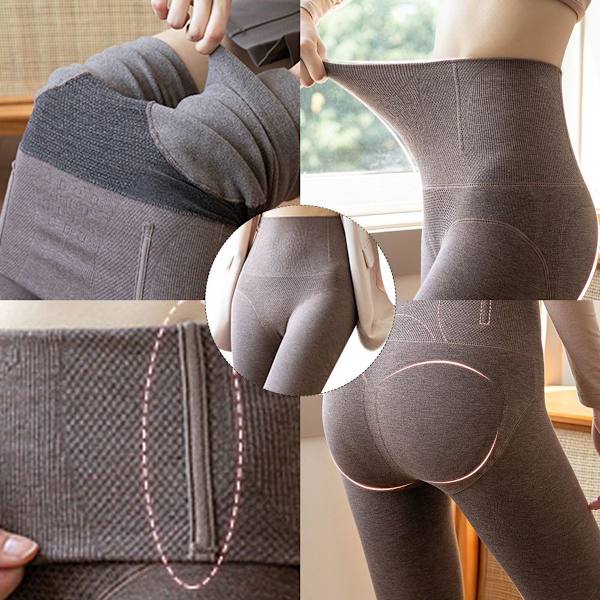 Dametights med Høy Lumbar Brusk, Tykk Trykk, Kaffe Brun - 260 gram KLB