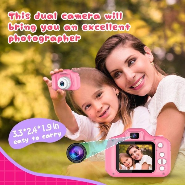 Barnekamera, display 1080P HD digitalkamera for 4-14 rosa KLB