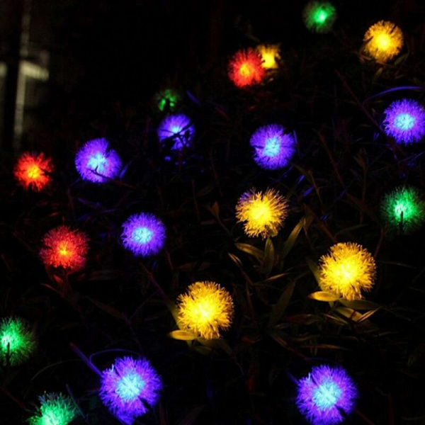 Farvede LED-hårbolds-lyskæder til have, gård, juleaften, udendørs, vandtætte sneglobelys (2 tilstande, 3 meter 20LED) KLB