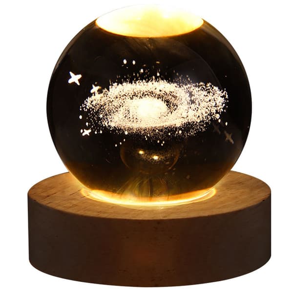 3D Galaxy Krystallkule Nattlys LED Solsystem Krystall KLB