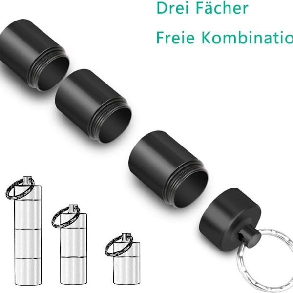 2-pack pillerburk nyckelringar, vattentäta med 3 delbara fack.