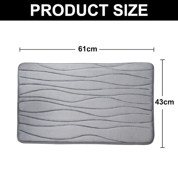 Bølgeformet stribet memory foam gulvmåtte badeværelse absorberende gulvmåtte husholdning badeværelse e