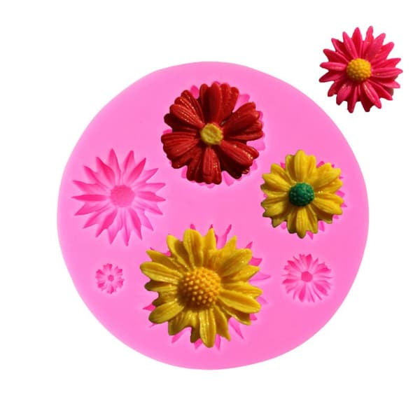 Solros Krysan Daisy Blomma Solros Flip Socker Silikonform DIY Chokladkaka Form