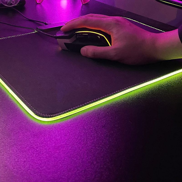 RGB-Gaming-musemåtte 340 x 245 x 3 mm, LED-musemåtte med