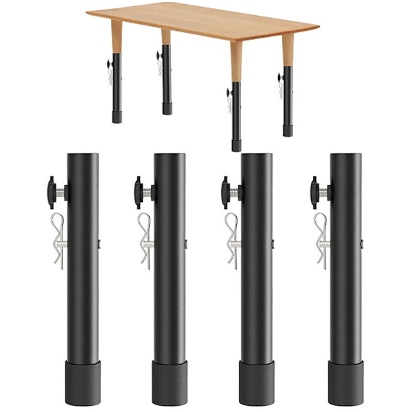 Set med 4 hopfällbara bordsbensförlängningar, lyftben för böjda/raka ben, stolsbensförlängningar, justerbar höjd (20 cm) KLB