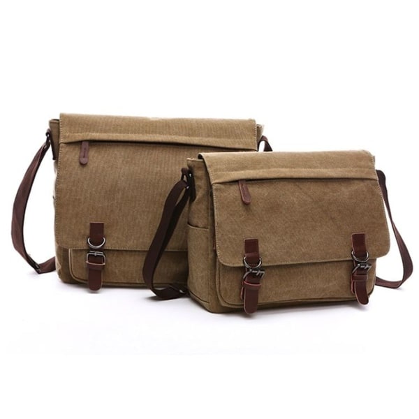Alsidig Canvas Skuldertaske Business Laptop Taske - Sort, Stor