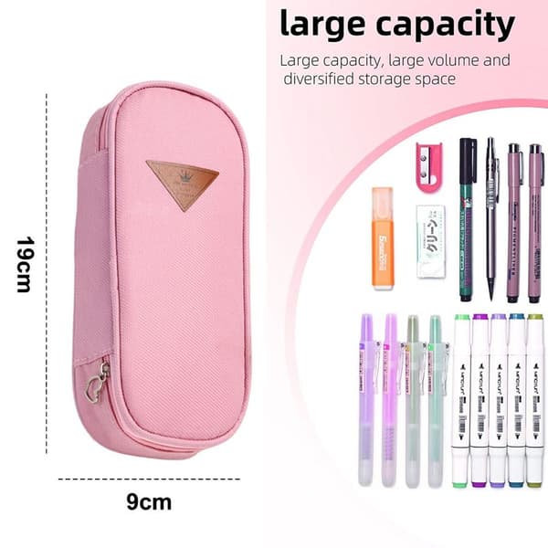 Pencil Case, Multi-Compartment Pencil Case, Portable Pencil Case, Pink KLB