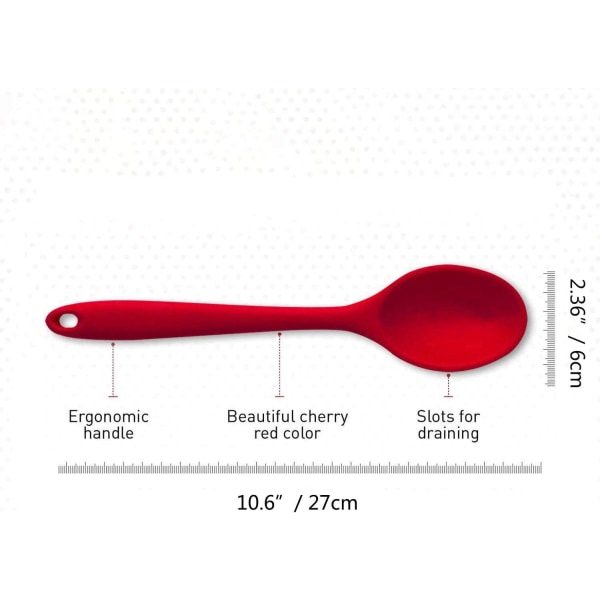 2 Pieces Silicone Kitchen Spoon,Silicone Mixing Spoon,Silicone Kitchen Utensils,Plastic Kitchen Spoon Used for Cooking,Baking,Mixing and Serving(Red)