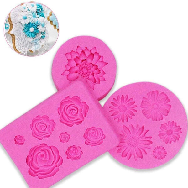 Ihuixinhe 3D Silikonform för tårta Fondant Dekoration (Blomma) KLB