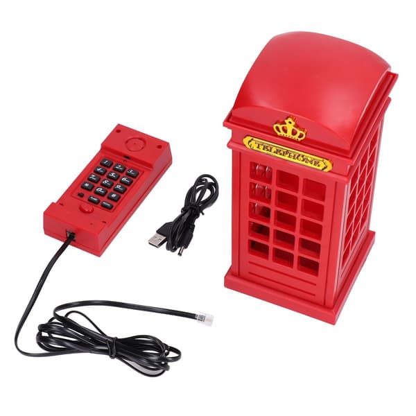 LED natlampe, retro stil, sød telefonboksform, USB KLB