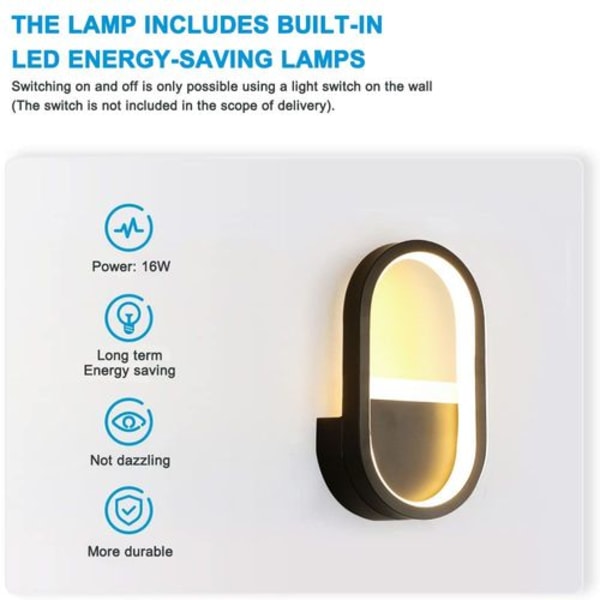 LED mini væglampe dæmpbar indendørs lys aluminium sort