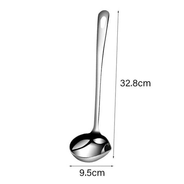 Premium rustfritt stål suppesleiv, rustfritt stål, lang, plast, stor