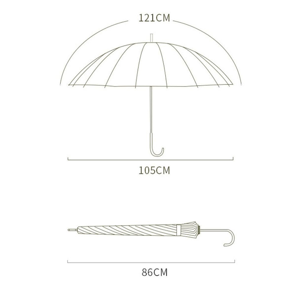 Langsigtet paraply, parasol, strike pack stof, jernrosa KLB