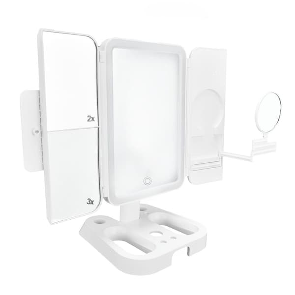 Makeup spejl, touch-kontrol, USB-batteri og 3 farvebelysningstilstande KLB