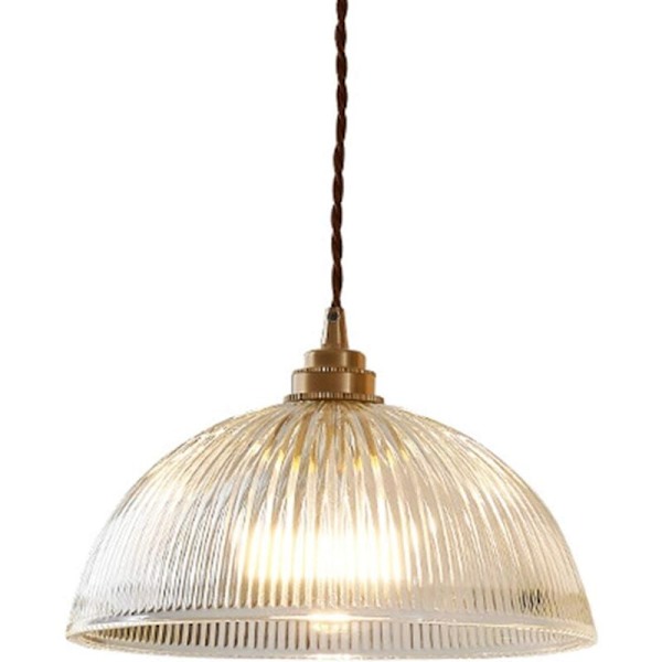 Industriel Vintage Klar Glas Kuppel Pendellampe, med E27 Messing Kobber Lysekrone Base, Loftlampe, Uden Lyskilde (30cm) KLB