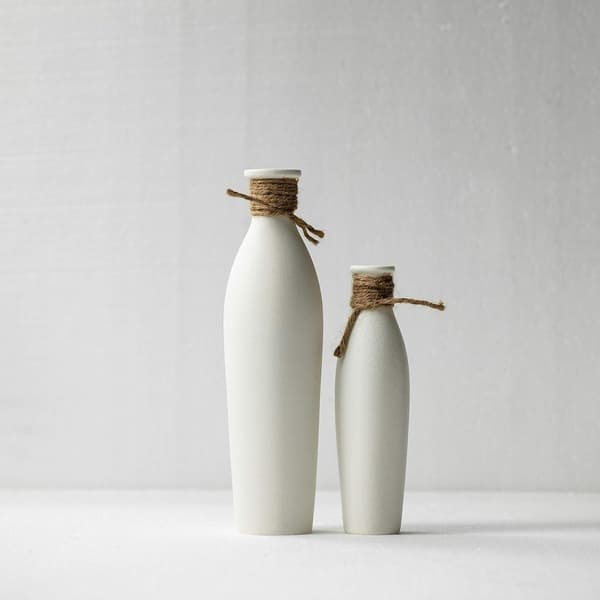 Keramisk vase i 2-pak - moderne indretning i hvid