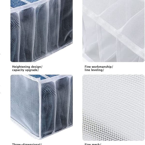 2 stk. Foldbar Mesh Opbevaringsboks Jeans Skuffe Organizer Skuffe Organizer