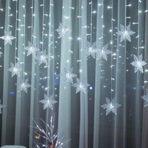 Jouluvalot, Verhovalot, 3,5m LED Lumihiutale Valot 8 Valotilaa, Ikkunan Koristelu, Joulu, Hää, Syntymäpäivä, Koti, Terassi, Valkoinen