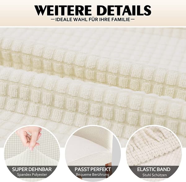 Stoltrekk 4 stk, elastisk spisestoltrekk vaskbart moderne stolbeskytter for festdekorasjon hvit
