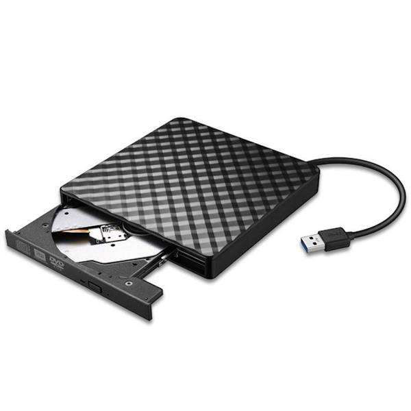 Ulkoinen DVD-asema USB 3.0 -liitännällä, tyyppi-C-liitännällä, kannettava Plug & Play KLB