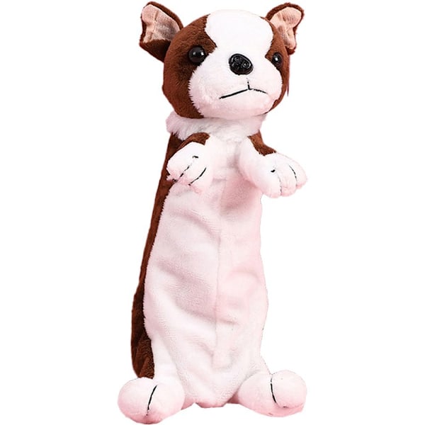 Plush-koira kynäkotelo, pehmeä eläinmuotoinen kynäkotelo koulutavaroiden säilytykseen, koko 4