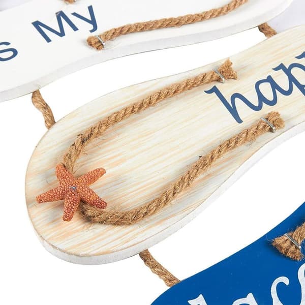 Nautiske strandflip-flop veggdekor i tre