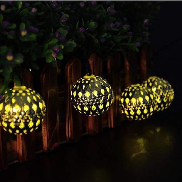 Sølv Marokkansk Orb String Lights, Kingcoo Vandtæt 20LED Metal Goble KLB