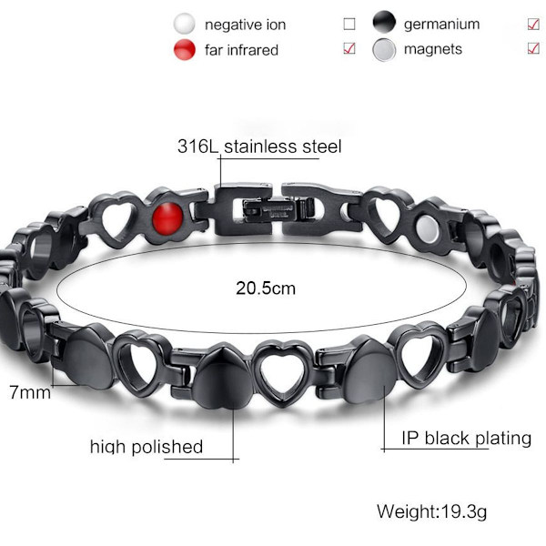 Womens Love Heart Magnetisk Terapi Ankelkæde til Gigt Smerter KLB