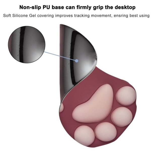 Kissan tassu hiirimatto rannetuella pehmeä silikoni viininpunainen