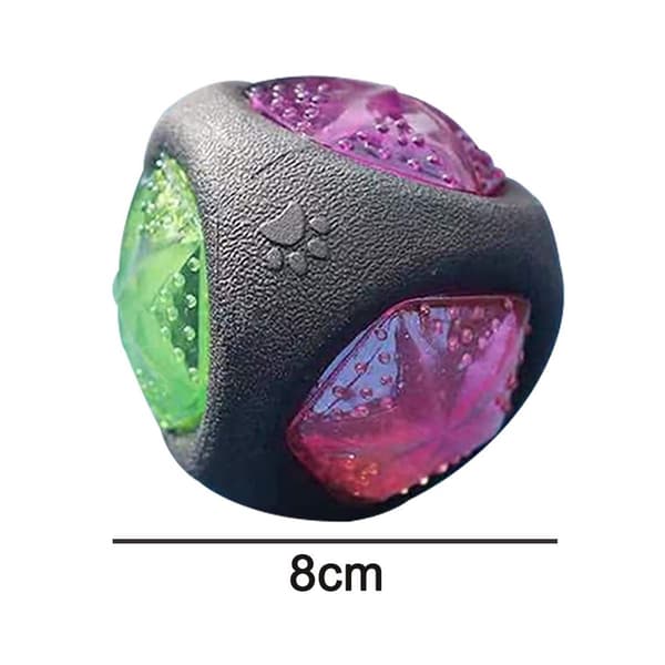 Hundlekeball med LED-lys og pipeleke, hundeball svart KLB