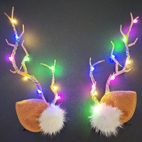 Poron puinen jouluhiusneula: hirven hiusneula, jossa on LED-kevyitä hiustarvikkeita U KLB:lle