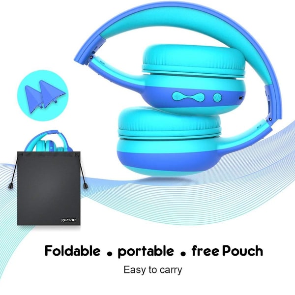 Bluetooth-headset för barn med mikrofoner, blå