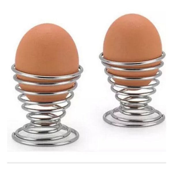 6 st rostfria äggkoppar med spiralfjäder för frukost, hårdkokta ägg, grill/äggställ