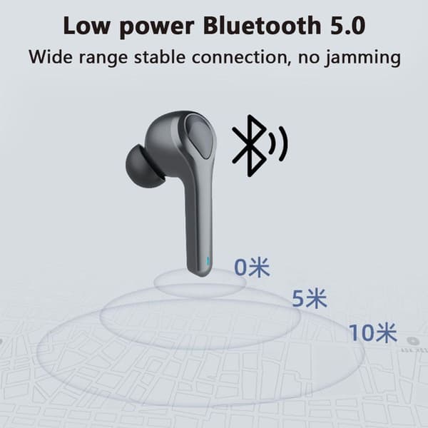 Trådløse hodetelefoner, Bluetooth-ørepropper, Sport Black