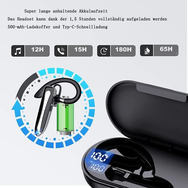 Bluetooth-headset med mikrofon, håndfri trådløse headset-hodetelefoner
