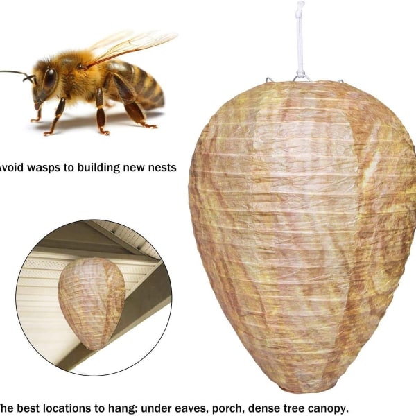 Pakke med 3 hvepsebo lokkemad, naturligt, sikkert hængende, miljøvenligt