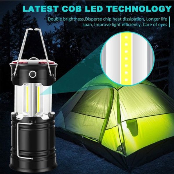 Pakke med 2 campinglanterner, oppladbare LED-lanterner, orkanlykter med