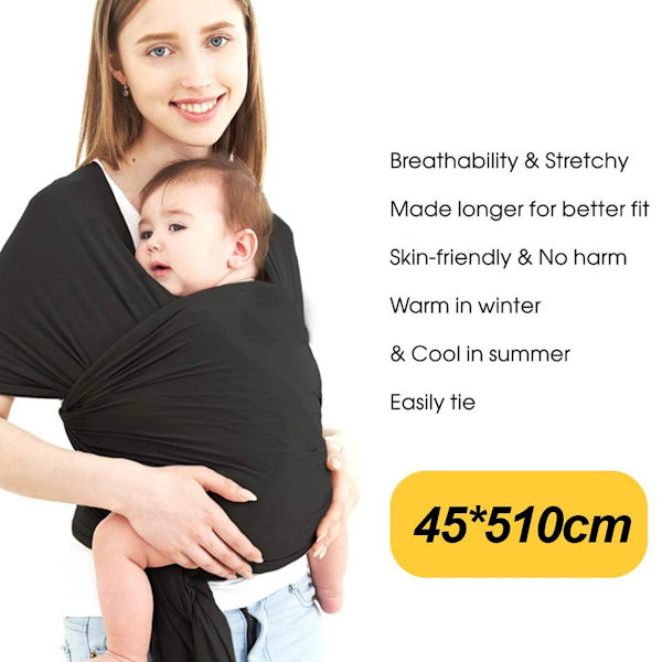 Babybærer, Håndfri Babybærer, Letvægts Sort KLB