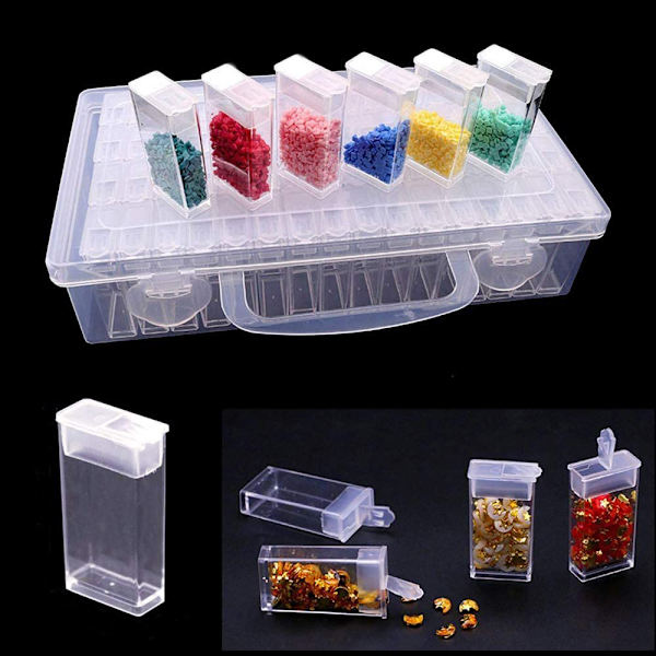 LAKIND 64 rum diamantbroderi sorteringboks i robust opbevaringsboks