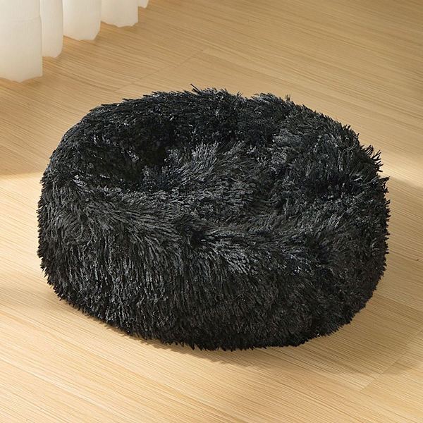50cm Kattsäng Vacker Husdjurssäng, Husdjurssäng Plysch Svart KLB