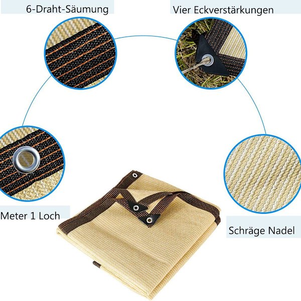 Ulkovarjostinverkko beige-värinen yksityisyyden suojaverkko kestävä aurinkosuojausverkko KLB