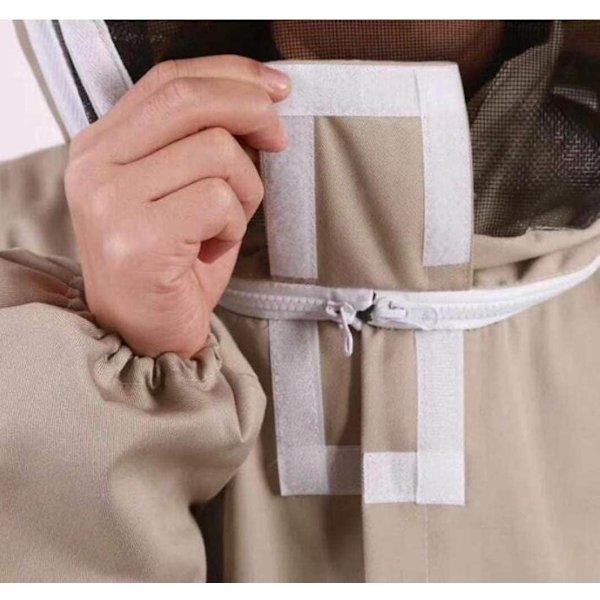Professionel biavlerdragt med heldragt biavl beskyttelsesdragt khaki bomuldsvoile brun XL