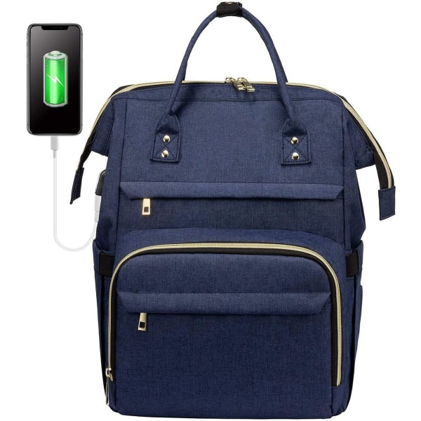 Snygg ryggsäck för bärbar dator för kvinnor: 15,6 tum med USB laddningsport KLB