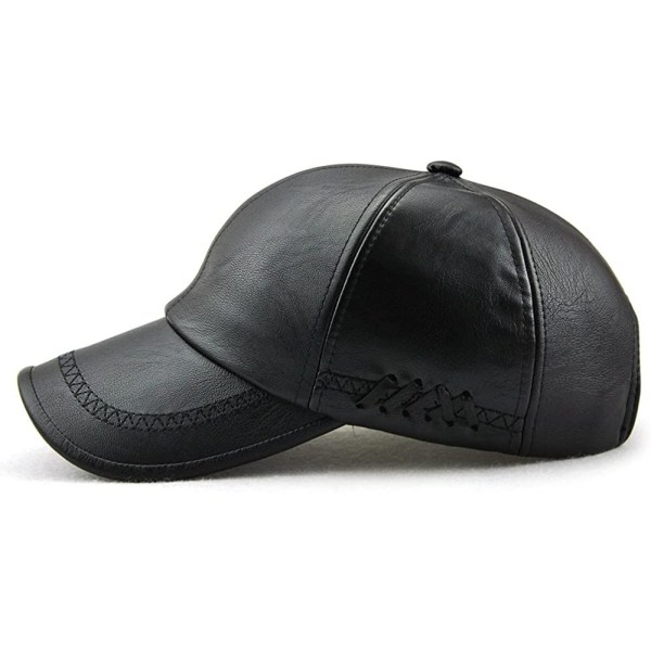 Mænds læderbaseballkasket Justerbar kasket Sportshat Hat Beanie Flat Cap-Deep Coffee-