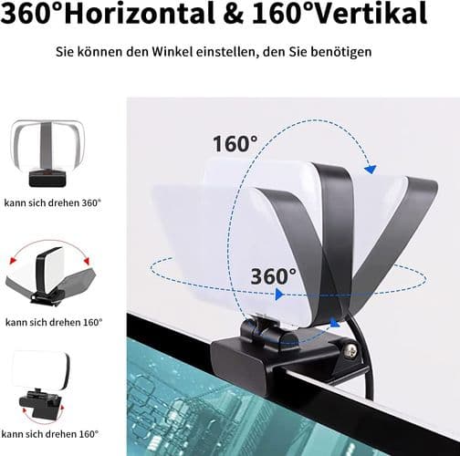 Videokonferansebelysningssett, klipslampe for laptop/datamaskin med 10