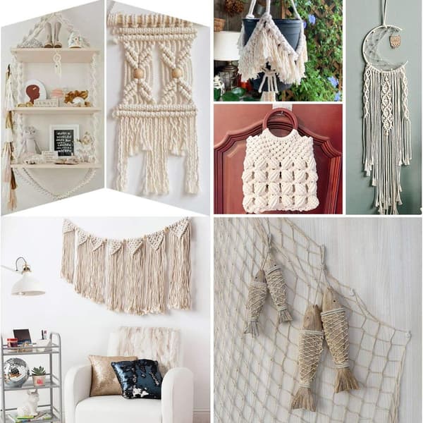 Naturlig bomuldsgarn, macrame bomuldsgarn håndværk, DIY håndværk