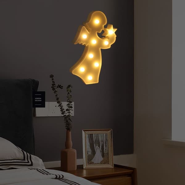 Plastisk LED-engel fe-form nattlampe dekorasjonslys KLB
