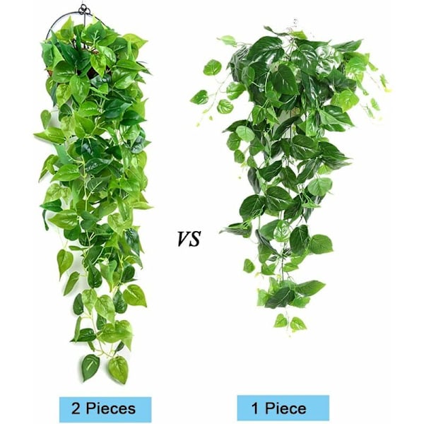 Kunstige grønne hængende Scindapsus blade, falske vedbend hængende vinranke grønt guirlander til bryllupsfest hjem have vægdekoration KLB